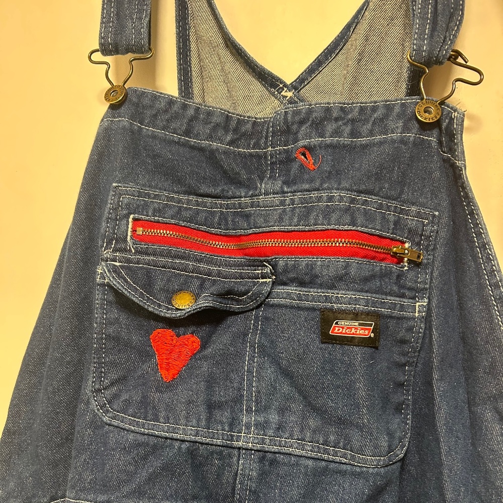 Custom Heart patch Dickies Overalls 2XL**